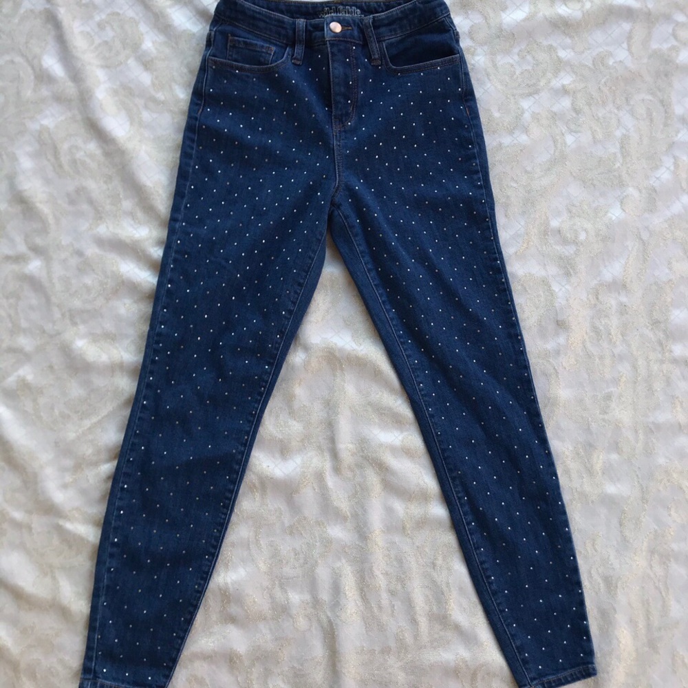 high waisted y2k rhinestone jeans